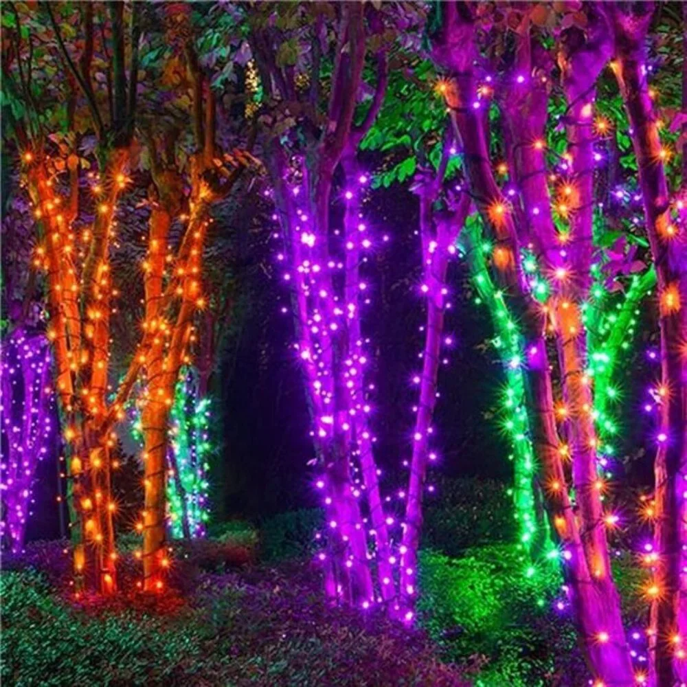 2Pack Total 400LED 132FT Halloween Solar String Outdoor Lights,8Modes Waterproof